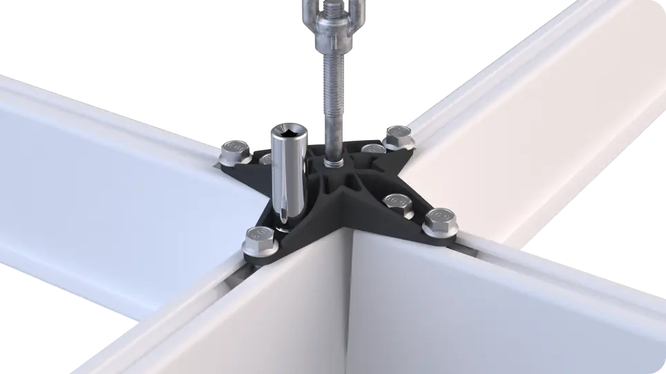 Four-way aluminum profile junction node